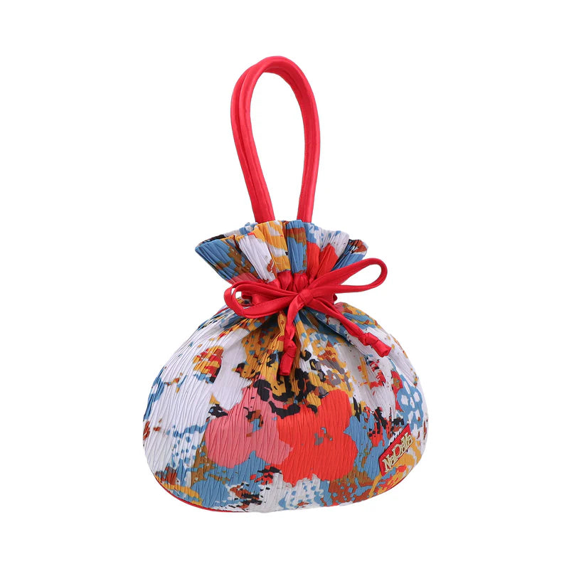 Bolso tipo pouch plisado con cordón NaRaYa