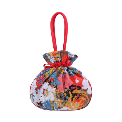 Bolso tipo pouch plisado con cordón NaRaYa